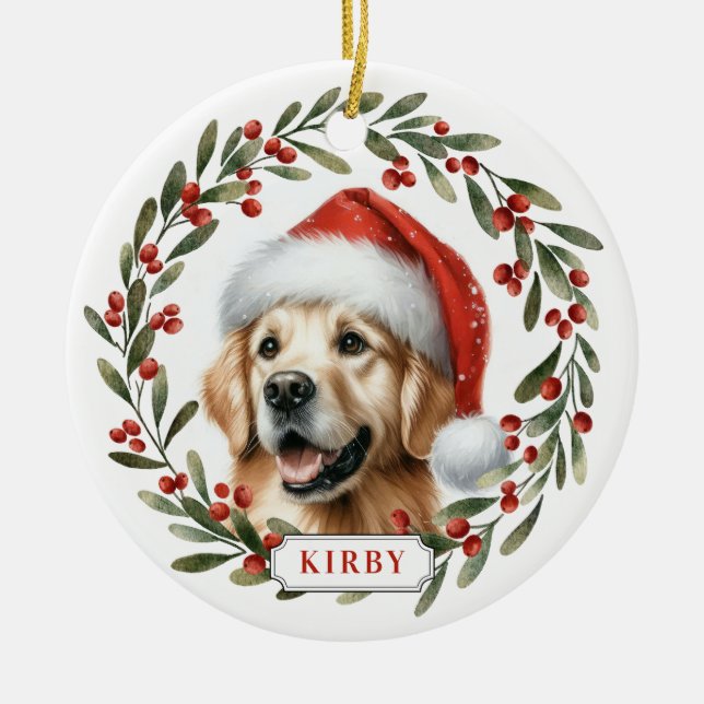 Ornamento De Cerâmica Golden Retriever Dog Ceramic Circle Ornament (Frente)