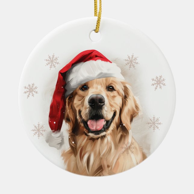 Ornamento De Cerâmica Golden Retriever Dog Christmas Personalized (Frente)