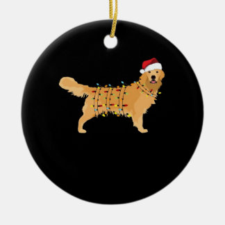 Ornamento De Cerâmica Golden Retriever Holiday Christmas Light Essential