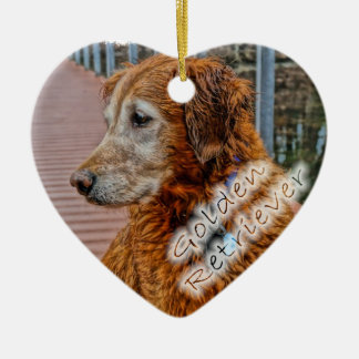 ORNAMENTO DE CERÂMICA GOLDEN RETRIEVER MAIS VELHO NA DOCA
