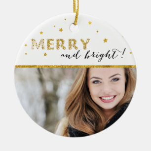 Ornamento De Cerâmica Golden Stars - Merry and Bright