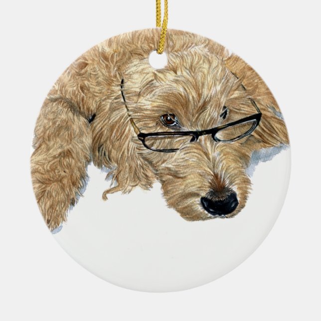 Ornamento De Cerâmica Goldendoodle (Frente)