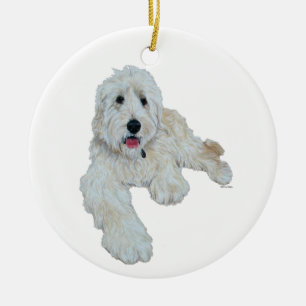 Ornamento De Cerâmica Goldendoodle Adorável
