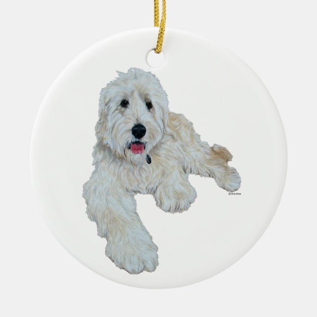 Ornamento De Cerâmica Goldendoodle Adorável (Frente)