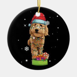 Ornamento De Cerâmica Goldendoodle Papais noeis de Natal Engraçados Cach