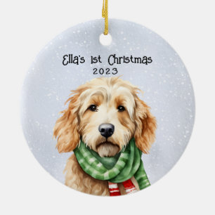 Ornamento De Cerâmica Goldendoodle Personalizado