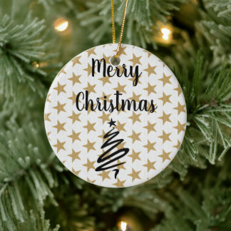 Ornamento De Cerâmica Golds Stars Natal