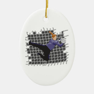 Ornamento De Cerâmica goleira de futebol feminino salvando