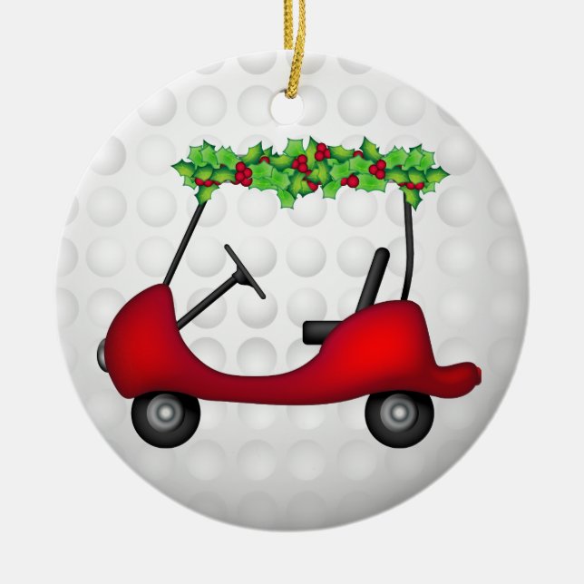 Ornamento De Cerâmica Golf Cart Christmas 1 (Frente)