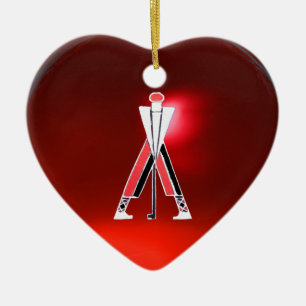 ORNAMENTO DE CERÂMICA GOLF PLAYER, GOLFER RED RUBY MONOGRAMA