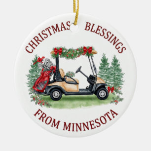 Ornamento De Cerâmica Golfe de Natal em Minnesota Feriado