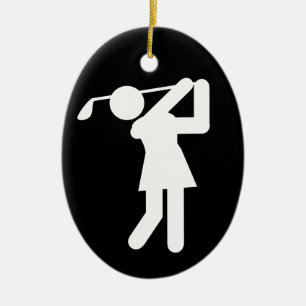 Ornamento De Cerâmica Golfe feminino - Símbolo de Golfe feminino