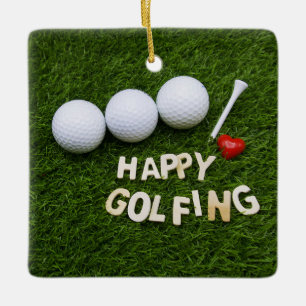 Ornamento De Cerâmica Golfe no gramado verde Feliz golfe