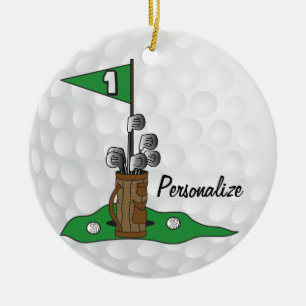 Ornamento De Cerâmica Golfe 🏌️ ♀️ no Verde Personalizar Golfe