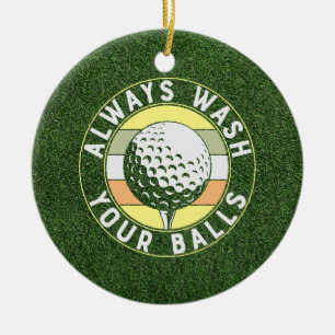 Ornamento De Cerâmica Golfe sempre lava sua bola com bola de golfe em te