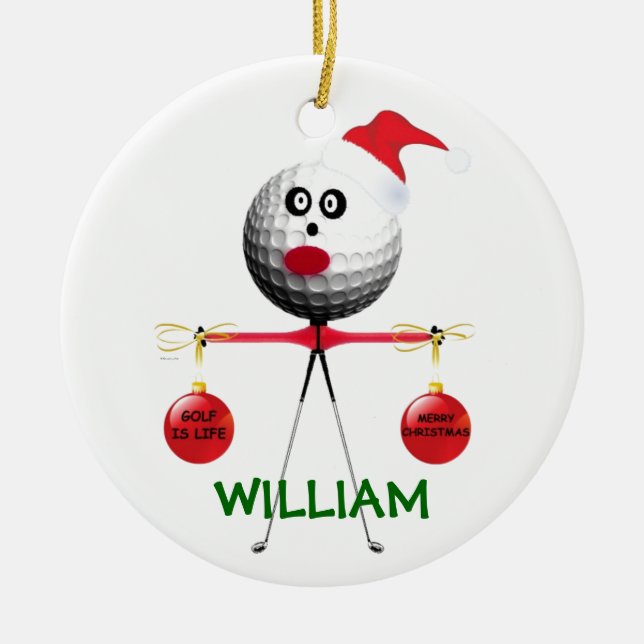 Ornamento De Cerâmica Golfer Christmas (Frente)
