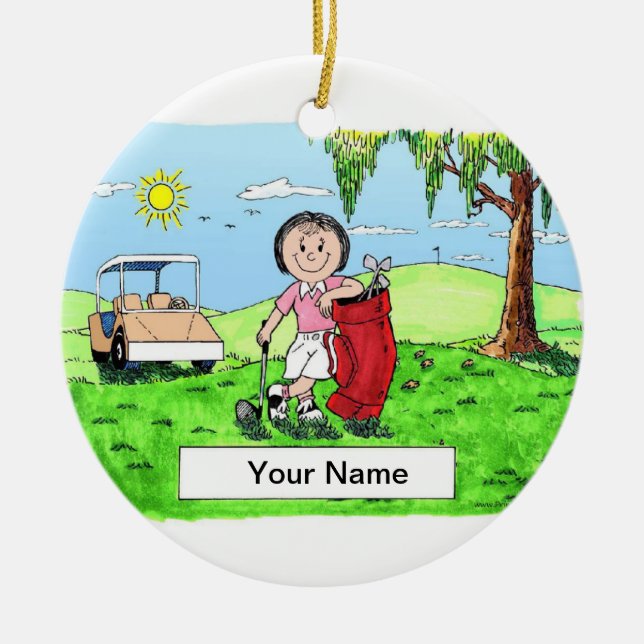 Ornamento De Cerâmica Golfer - Mulher (Frente)