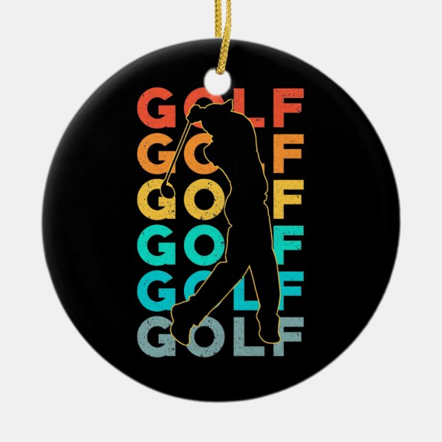 Ornamento De Cerâmica Golfer Retro (Frente)