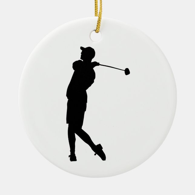 Ornamento De Cerâmica Golfer Silhouette (Frente)