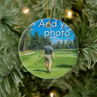 Ornamento De Cerâmica Golfers Buraco em um, adicione sua foto fofa