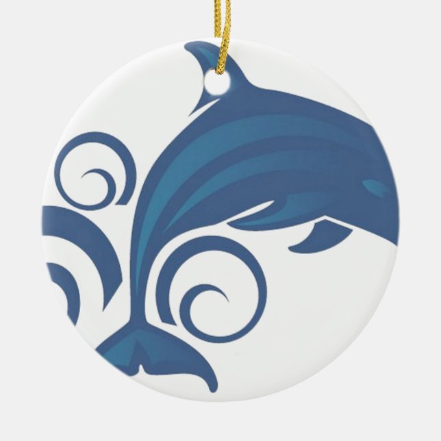 Ornamento De Cerâmica Golfinho azul (Frente)
