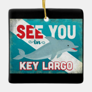 Ornamento De Cerâmica Golfinho chave do Largo - viagens vintage retros