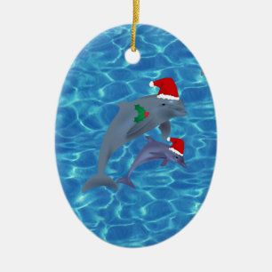 Ornamento De Cerâmica golfinhos-de-santa-claus