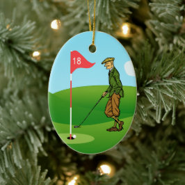 Ornamento De Cerâmica Golfistas Masculinos: 1 Tapping In & 1 Pitout