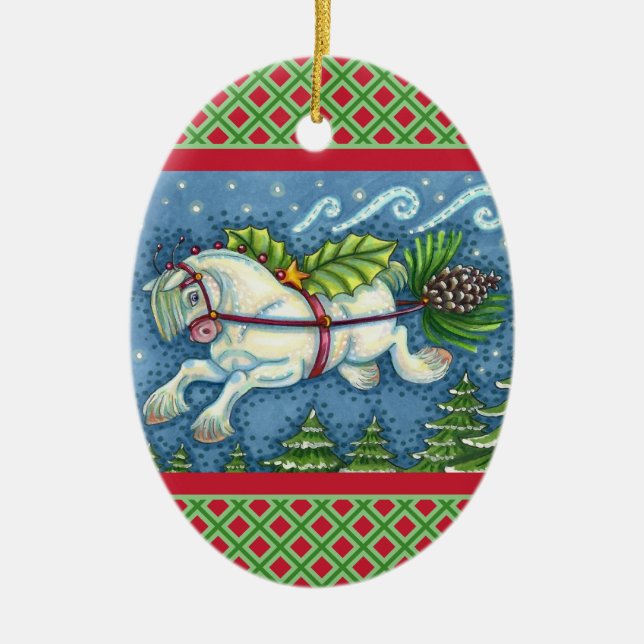 ORNAMENTO DE CERÂMICA GOLPE DE NATAL PULLING PINECONE SLEIGH (Frente)