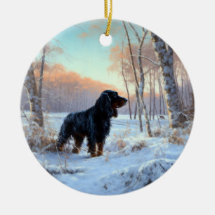 Ornamento De Cerâmica Gordon Setter Deixe-O Neve Natal