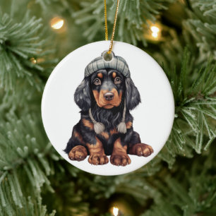 Ornamento De Cerâmica Gordon Setter Dog Personalizado