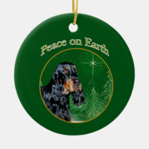 Ornamento De Cerâmica Gordon Setter Peace Chaveiro