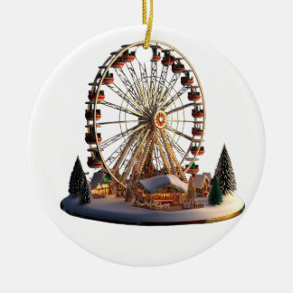 Ornamento De Cerâmica Gorgeous Ferris Wheel Ceramic Christmas Pendant - 