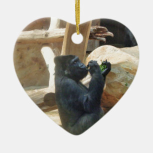 Ornamento De Cerâmica Gorilla almoçando, Animal, Wildlife, Ape