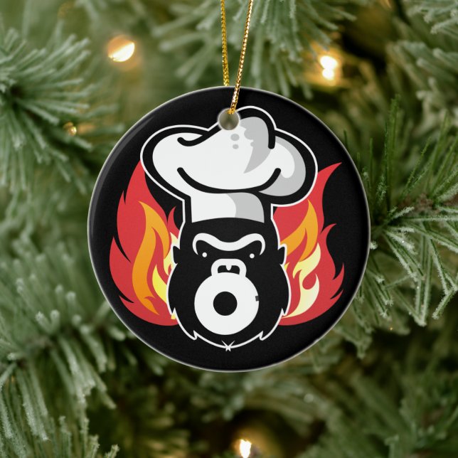 Ornamento De Cerâmica Gorrila grelhando chef incendiou culinário Natal (Árvore)