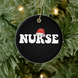 Ornamento De Cerâmica Gorro de Papai Noel de Enfermeira Natal Enfermagem