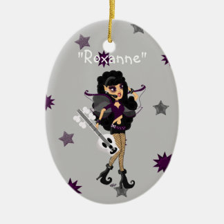 Ornamento De Cerâmica Gothic Faerie with Skull Guitar