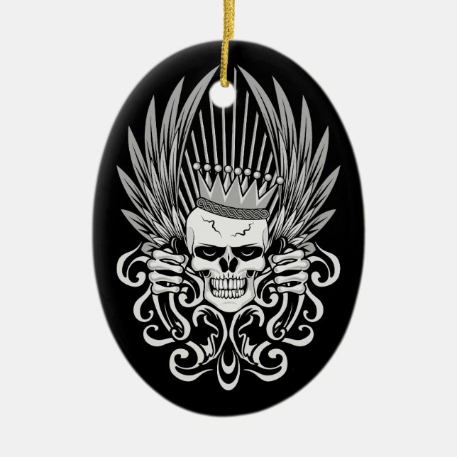 Ornamento De Cerâmica Gothic King Skull (Frente)