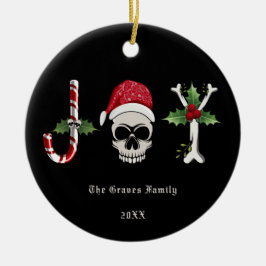 Ornamento De Cerâmica Gótica Natal JOY Skull