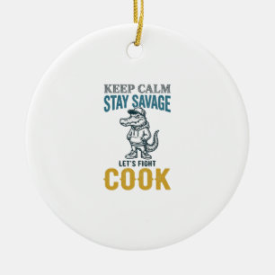 Ornamento De Cerâmica Gozado Cozinhe Jacaré Ilustração Vintage Gráfica_1