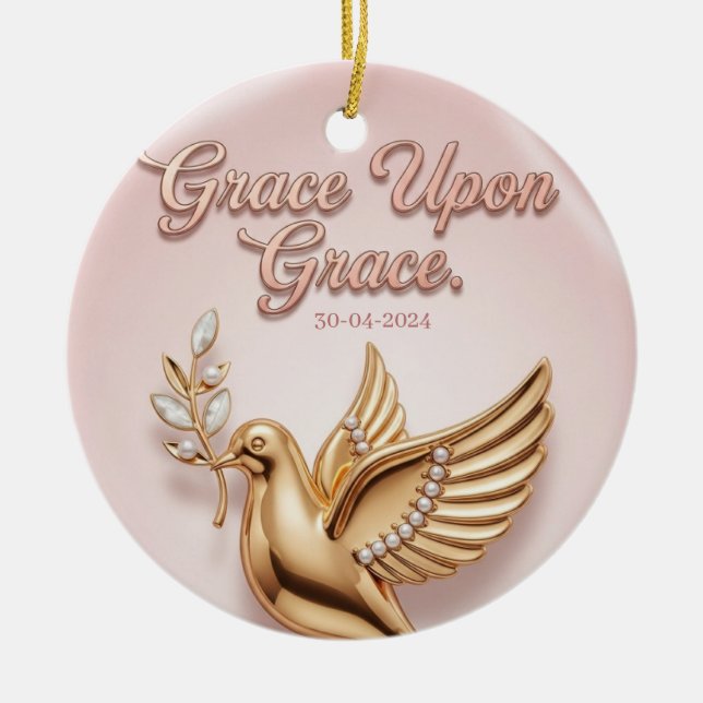 Ornamento De Cerâmica "Graça sobre Graça" Adorno Comemorativo:  (Frente)