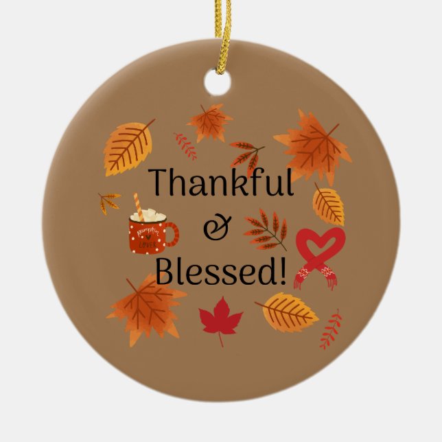 Ornamento De Cerâmica Graças e abençoado! (Frente)