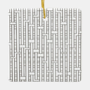 Ornamento De Cerâmica Grade Industrial-Preto E Branco Minimalista Modern