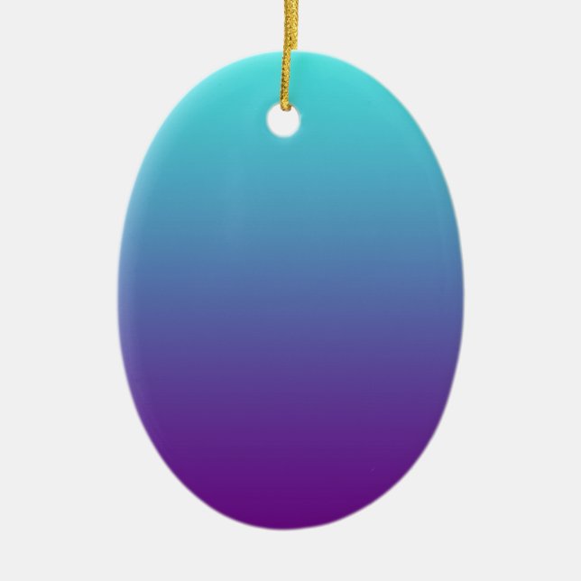 Ornamento De Cerâmica Gradiente de Fundo Simples Turquesa Azul Roxo (Frente)