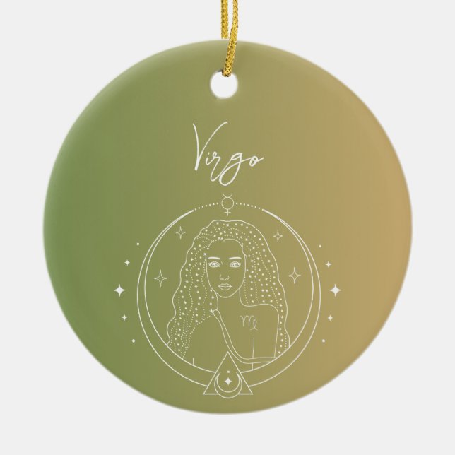 Ornamento De Cerâmica Gradiente de sinal de estrela do horóscopo do Virg (Frente)