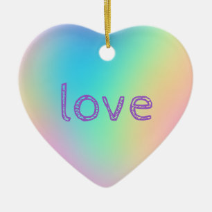 Ornamento De Cerâmica Gradiente Prismático Suave "LOVE"