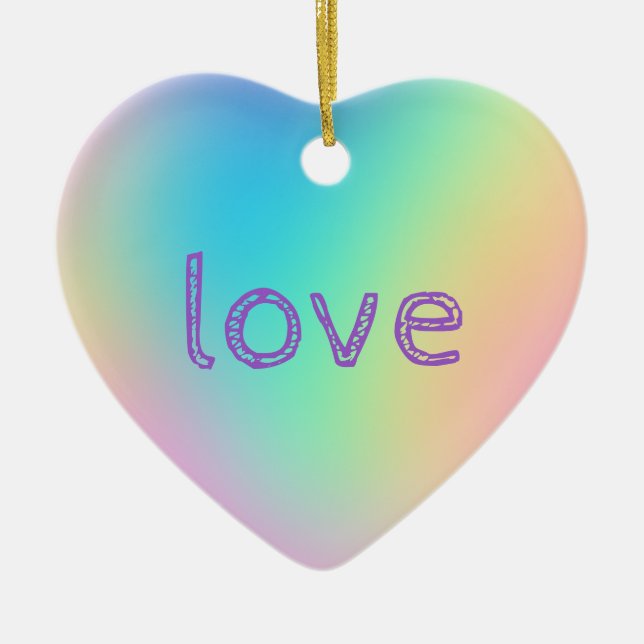 Ornamento De Cerâmica Gradiente Prismático Suave "LOVE" (Frente)