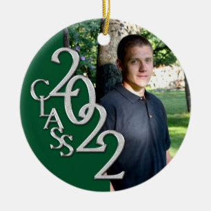 Ornamento De Cerâmica Graduação Classe 2022 Foto Prata Verde