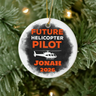 Ornamento De Cerâmica Graduação de Futuro Piloto de Helicóptero