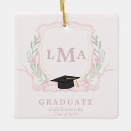 Ornamento De Cerâmica Graduação em Monograma Coquette